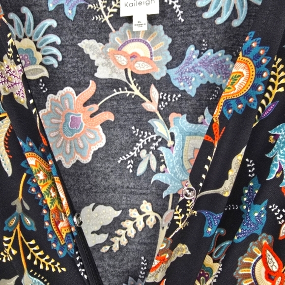 KAILEIGH Floral Romper Shorts Multicolor Black Womens Size XL Travel Comfy Soft - Picture 3 of 13